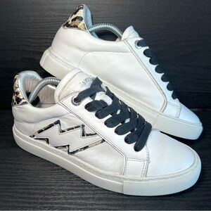 Zadig & Voltaire Women’s ZV1747 Sneaker Sz 37 / 6 US Lightning Bolt Leopard $378